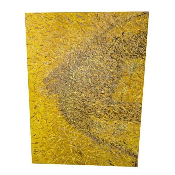 Abstract Yellow Textured Canvas Art Signed by Artist  Contemporary Original Pain - Picture 10 of 16